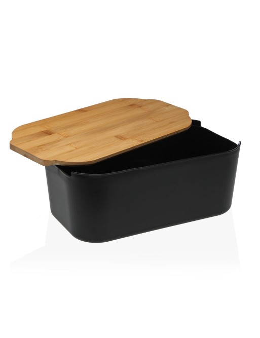 BLACK BREAD BASKET WITH BAMBOO CUTTING BOARD