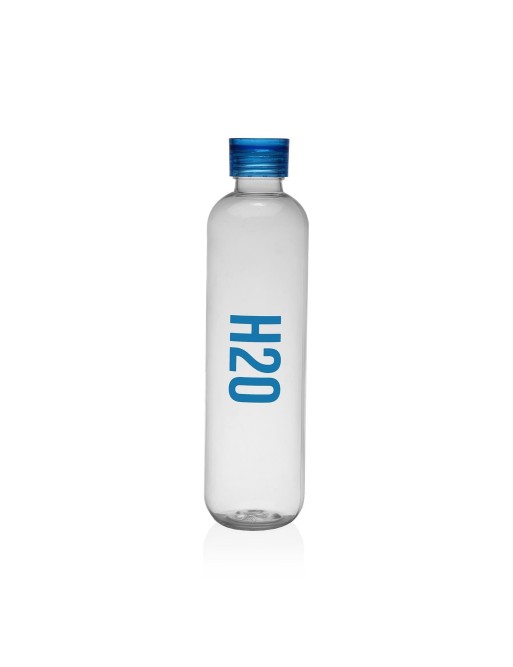 BOUTEILLE EN PLASTIQUE AVEC BOUCHON EN ACIER INOXYDABLE 1 LITRE BLEU MODÈLE H2O