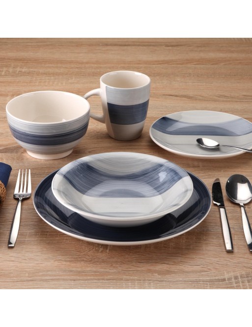 VAJILLA CON 18 PIEZAS MODELO ALUVEN AZUL OSCURO