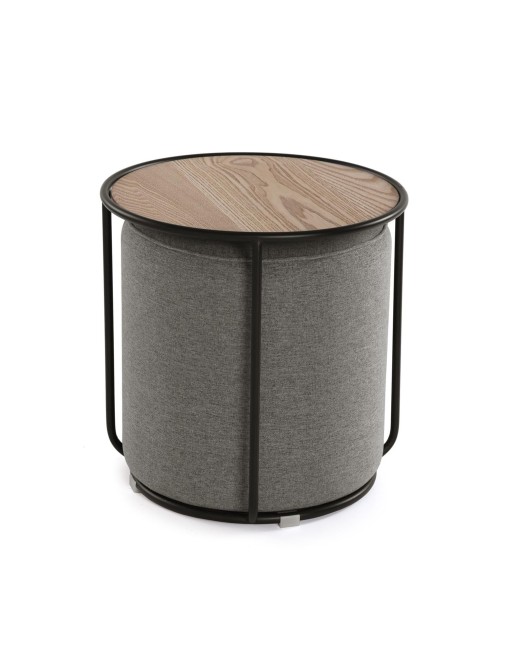 LIGHT GREY POUF AND TABLE LIS MODEL