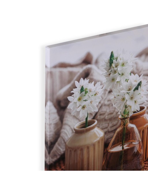 TOILE FLEURS BLANCHES MODÈLE 30X40 CM