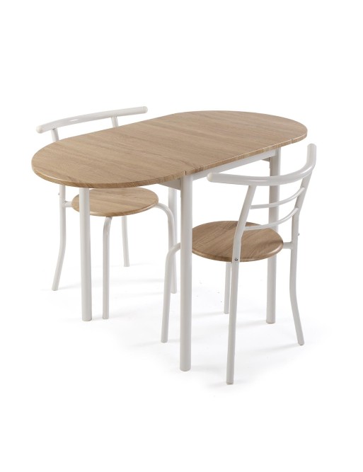 JUEGO DE MESA CON 2 SILLAS BLANCAS MODELO LUCIA