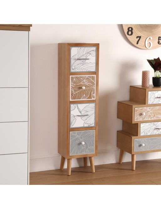 COMODA CON CUATRO CAJONES MODELO PALM GREY