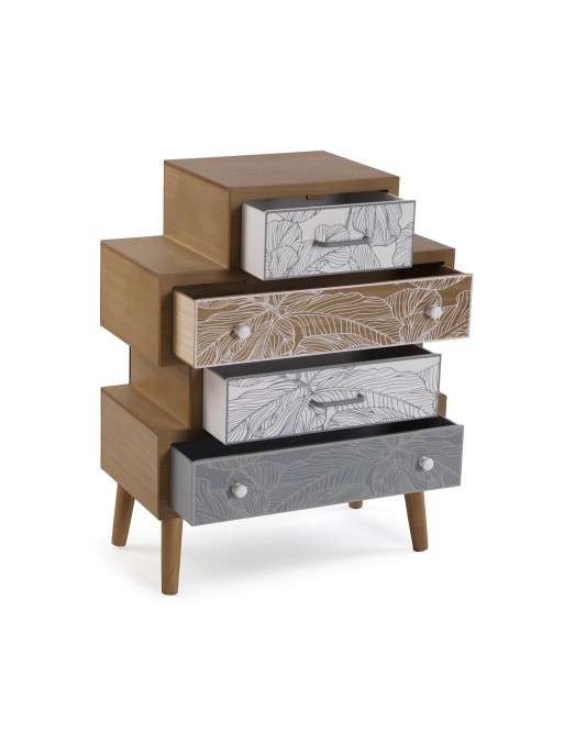 COMMODE 4 TIROIRS GRIS PALME