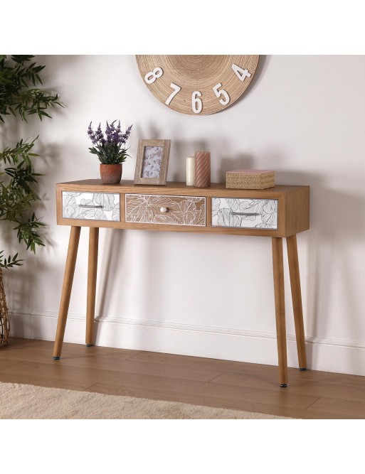 3-DRAWER CONSOLE PALM GREY