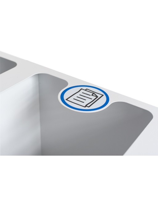 Poubelle de recyclage en métal blanc pour 4 types de déchets. Avec anneau de maintien pour sac. Capacité de 176 litres Poubelle de recyclage en métal blanc pour 4 types de déchets. Avec anneau de maintien pour sac. Capacité de 176 litres