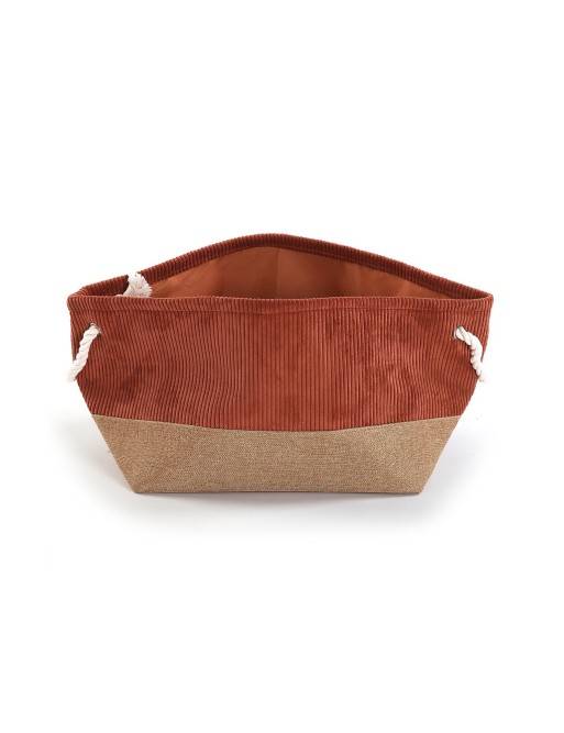CORDUROY TERRACOTTA SQUARE BASKET