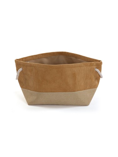 CORDUROY BROWN SQUARE BASKET