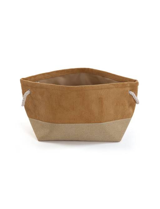 CORDUROY BROWN SQUARE BASKET