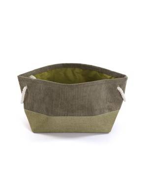 CESTA CORDUROY VERDE CUADRADA