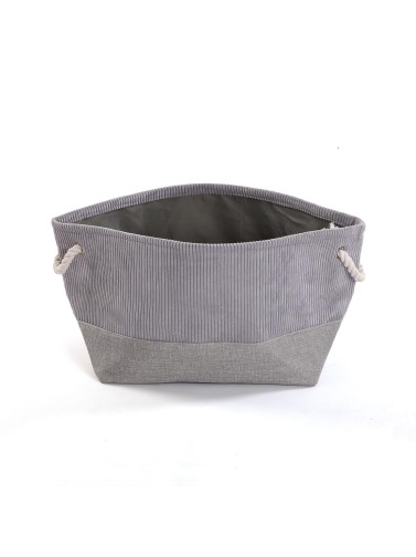 CORDUROY LIGHT GREY SQUARE BASKET