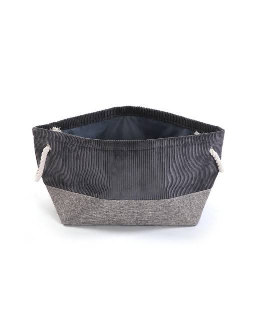 CESTA CORDUROY GRIS OSCURO CUADRADA