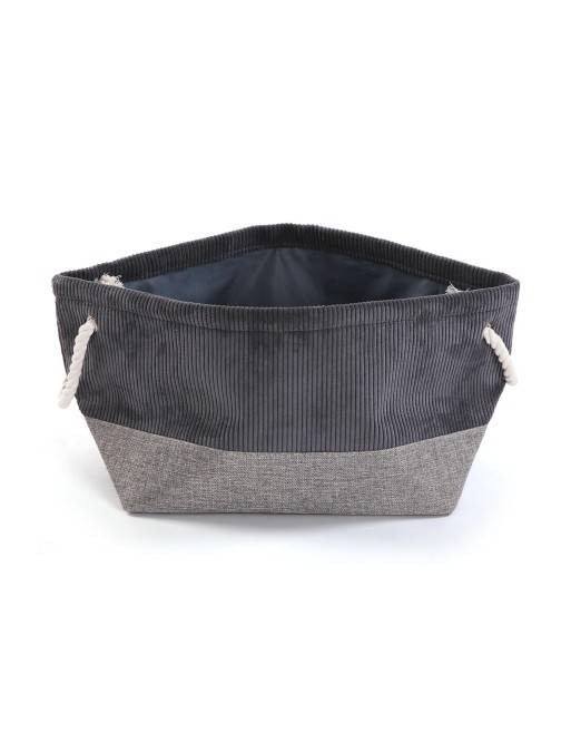 DARK GREY CORDUROY BASKET