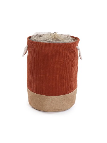 CORDUROY TERRACOTTA LAUNDRY BASKET