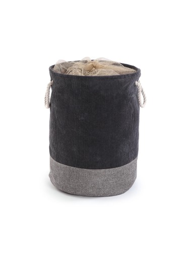 CESTO PARA LA ROPA MODELO CORDUROY COLOR GRIS OSCURO
