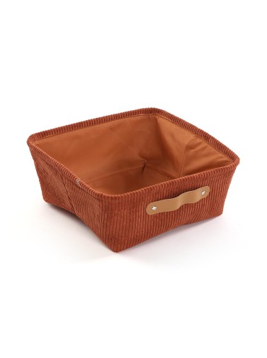 CORDUROY TERRACOTTA SQUARE BASKET