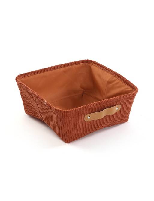 CORDUROY TERRACOTTA SQUARE BASKET