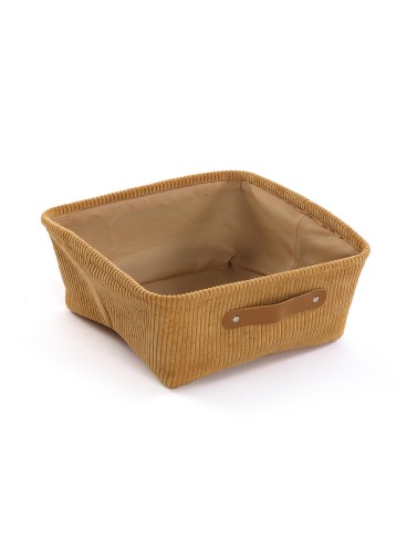 CORDUROY BROWN SQUARE BASKET