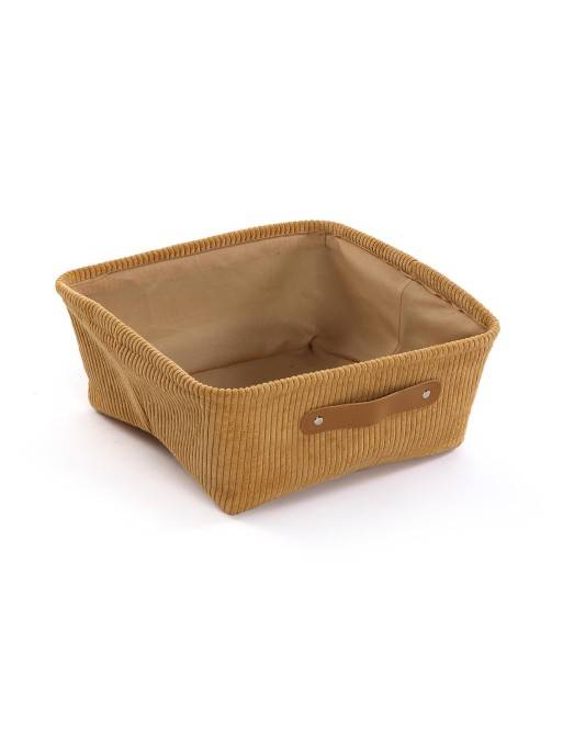 CORDUROY BROWN SQUARE BASKET