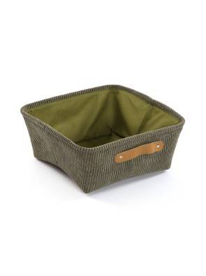 CESTA CUADRADA MODELO CORDUROY VERDE