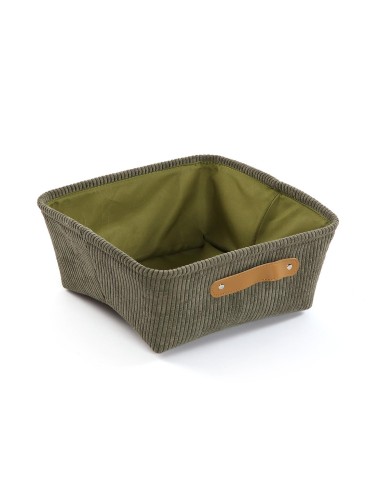 CORDUROY GREEN SQUARE BASKET