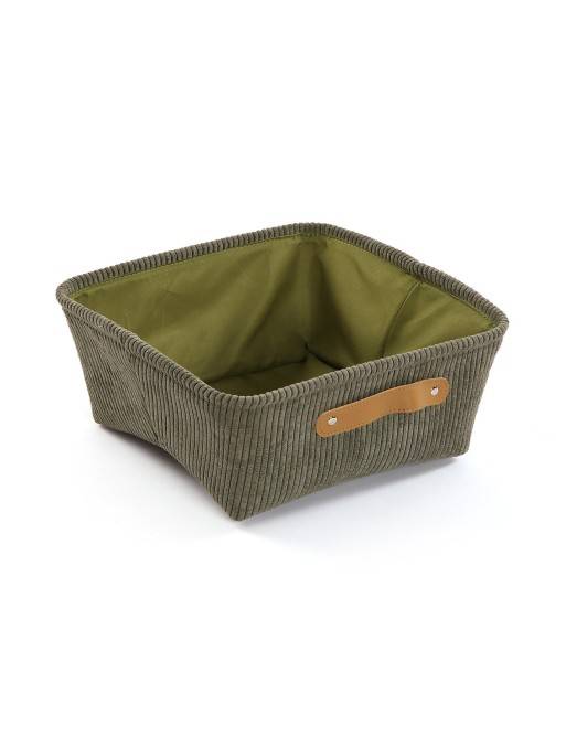 CORDUROY GREEN SQUARE BASKET