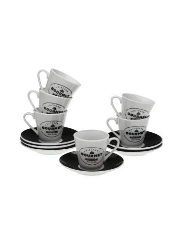 LOT DE 6 TASSES À CAFÉ AVEC ASSIETTE MODÈLE GOURMET