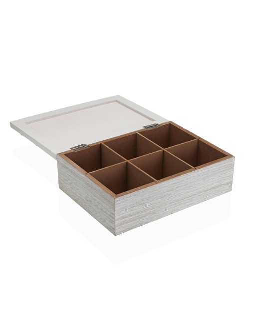 WHITE TEA BOX WITH CARVED FLOWER DETAIL