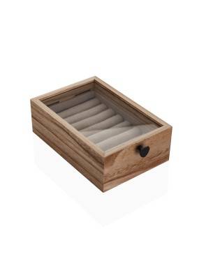 SCHMUCKSCHATULLE AUS HOLZ MIT GLASDECKEL