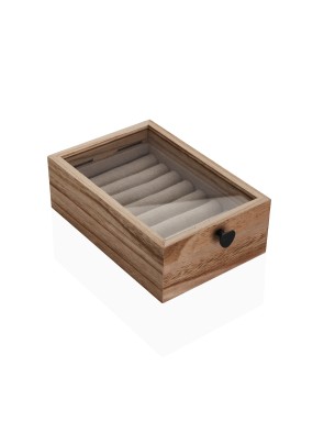 WOODEN JEWELRY BOX WITH GLASS LID