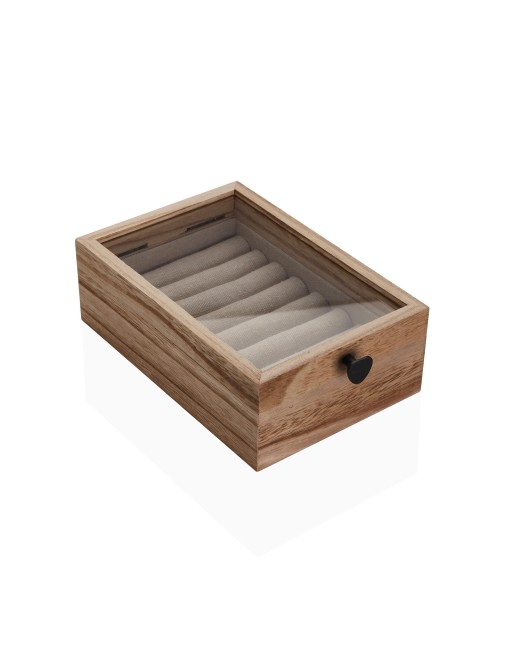 WOODEN JEWELRY BOX WITH GLASS LID