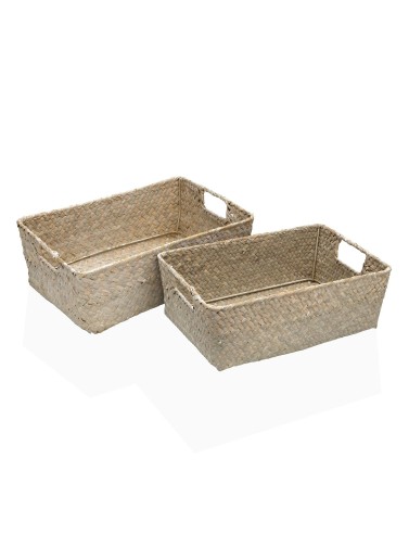 SET OF 2 BASKETS WITH HANDLES GRAY COLOR