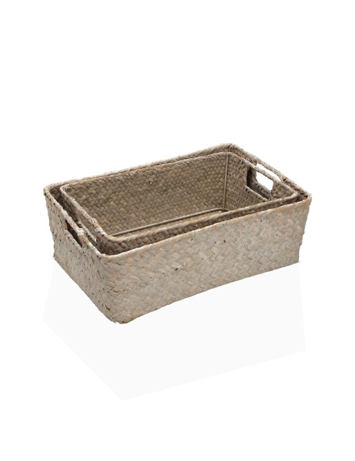 SET OF 2 BASKETS WITH HANDLES GRAY COLOR