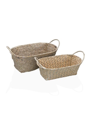 SET OF 2 ROUND BASKETS WITH GRAY HANDLES