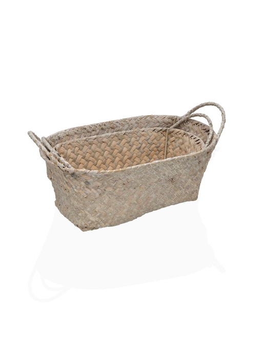 SET OF 2 ROUND BASKETS WITH GRAY HANDLES
