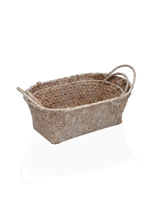 SET OF 2 ROUND BASKETS WITH HANDLES