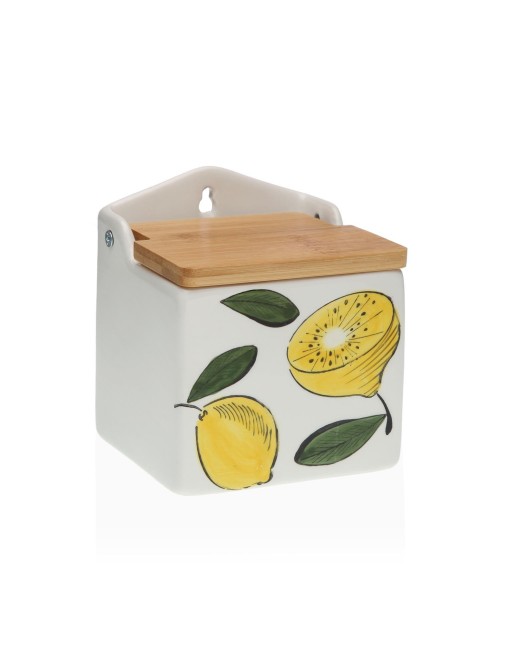 SALIÈRE AVEC COUVERCLE EN BAMBOU MODÈLE CITRONS SALIÈRE AVEC COUVERCLE EN BAMBOU MODÈLE CITRONS