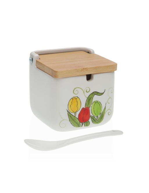 SUGAR BOWL WITH BAMBOO LID MODEL TULIPS