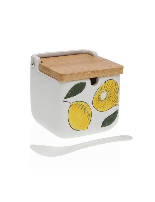 SUGAR BOWL WITH BAMBOO LID MODEL LEMONS