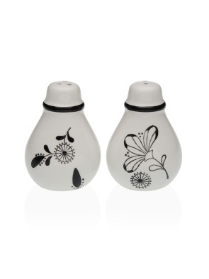 SALIÈRE ET POIVRIÈRE MODÈLE FLEURS EN NOIR