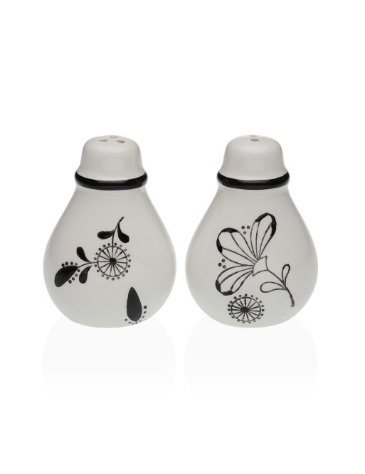 SALIÈRE ET POIVRIÈRE MODÈLE FLEURS EN NOIR