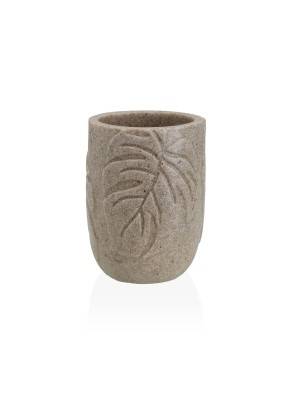 PALM LEAVES SAND-COLORED TOOTHBRUSH HOLDER
