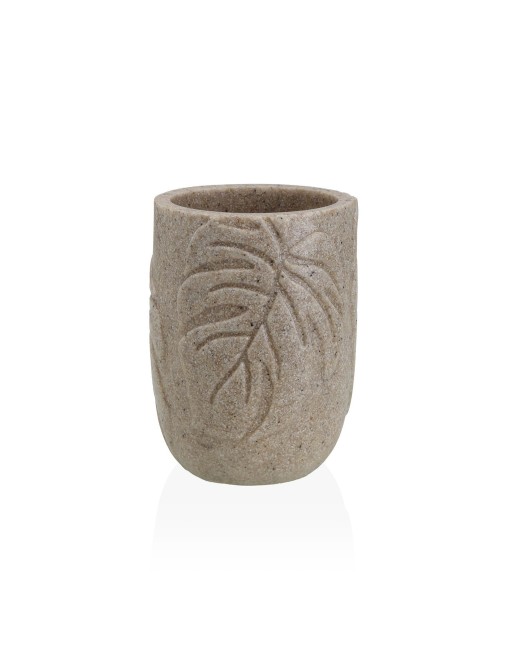PALM LEAVES SAND-COLORED TOOTHBRUSH HOLDER