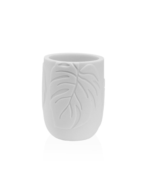 PALM LEAVES WHITE TOOTHBRUSH HOLDER
