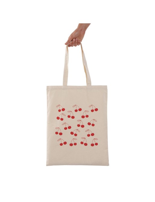 BOLSO PARA LA COMPRA MODELO BLANCO CON CEREZAS