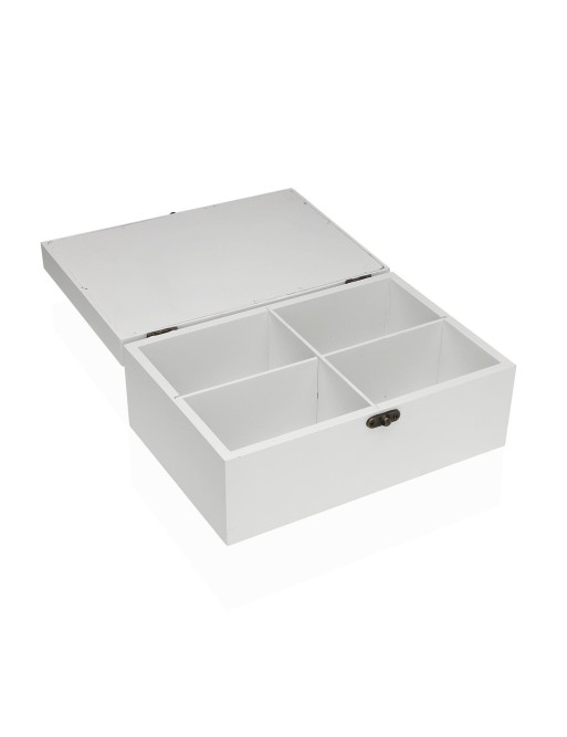 WOODEN SEWING BOX IN WHITE COLOR WITH FOUR COMPARTMENTS