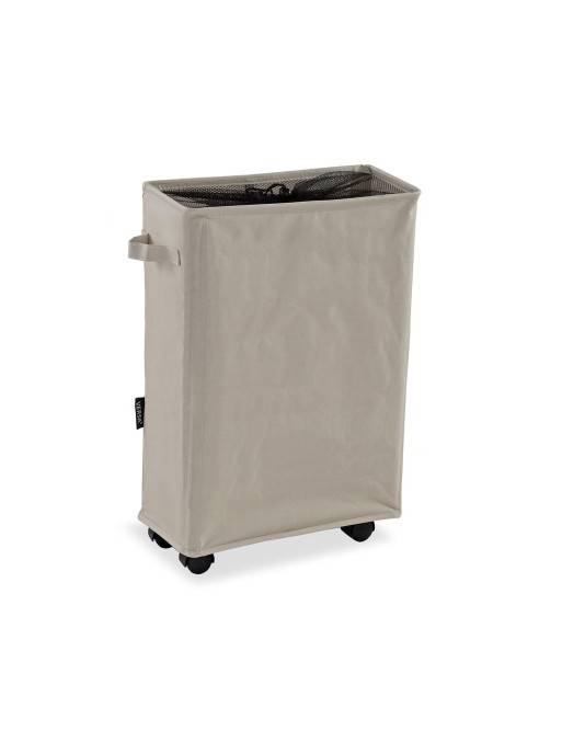 ELONGATED GREY LAUNDRY BASKET WITH MESH COVER