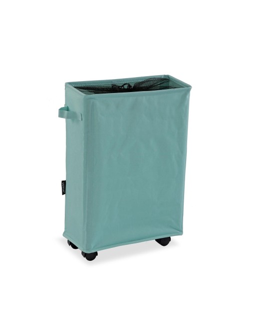 ELONGATED LAUNDRY BASKET WITH BLUE MESH COVER