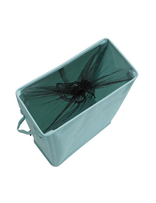 ELONGATED LAUNDRY BASKET WITH BLUE MESH COVER