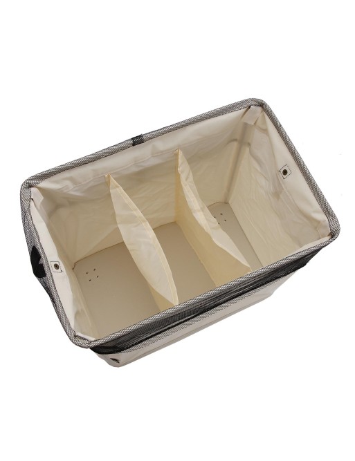 LAUNDRY BASKET WITH THREE COMPARTMENTS BEIGE LAUNDRY BASKET WITH THREE COMPARTMENTS BEIGE